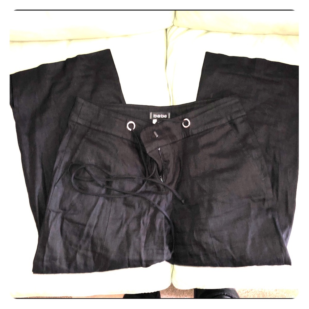 Bebe XS black linen like dress Capri